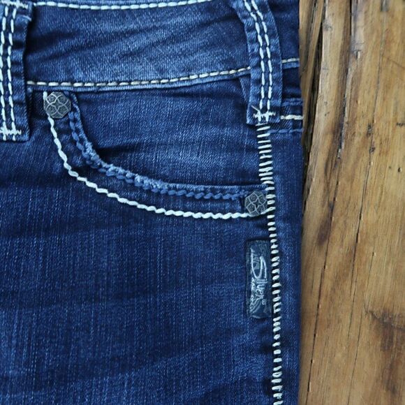 SILVER JEANS CO BERKLEY DARK WASH STRETCH BLUE DENIM JEANS SIZE W27/L32 - Picture 11 of 13
